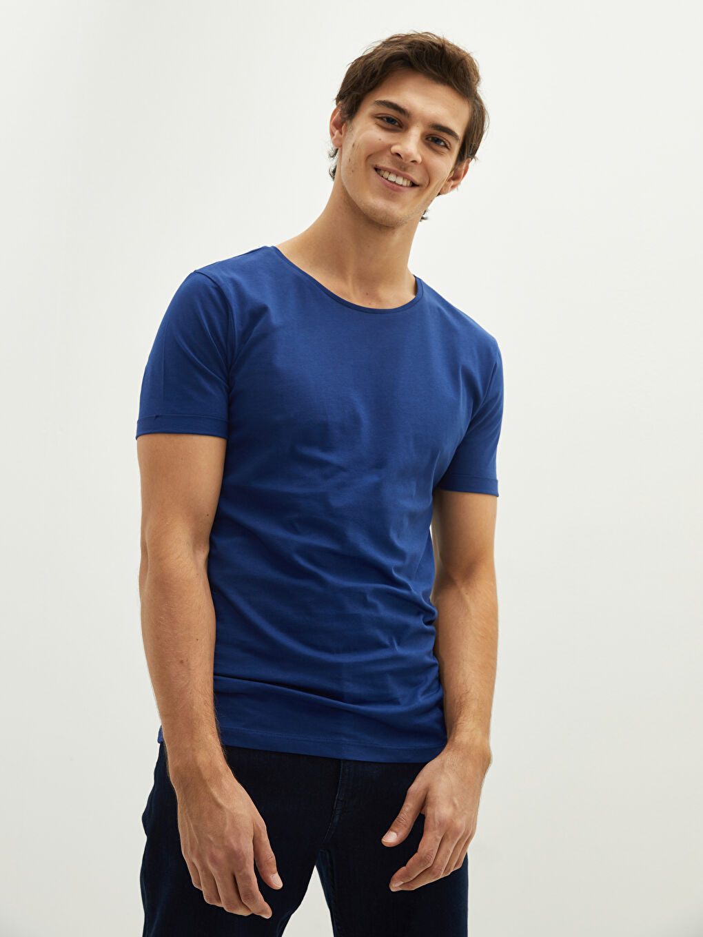 Crew Neck Short Sleeve Basic Combed Cotton Men's T-shirt-1