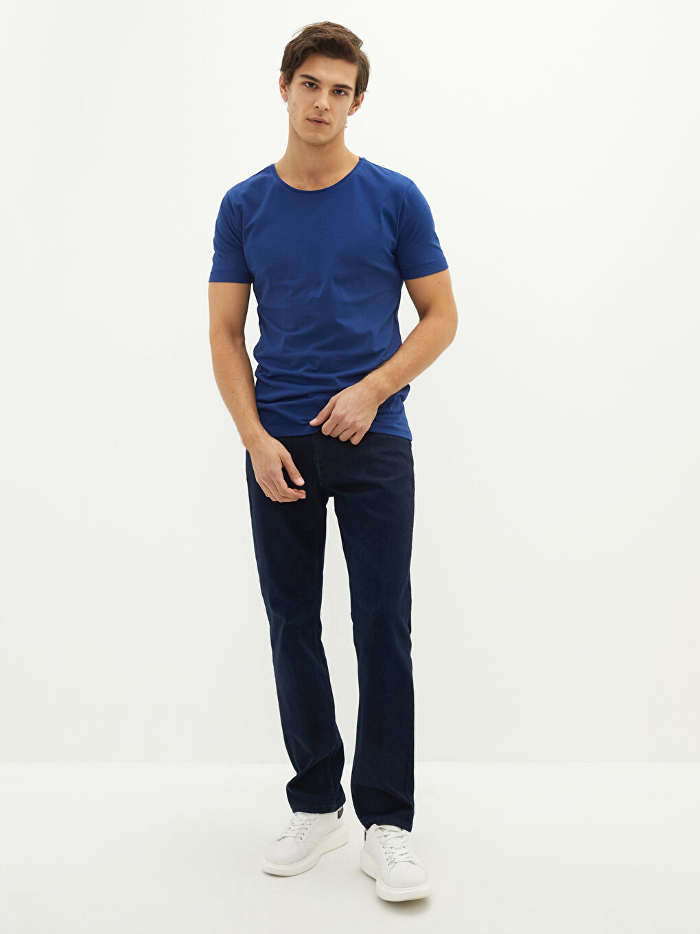 Crew Neck Short Sleeve Basic Combed Cotton Men's T-shirt-2