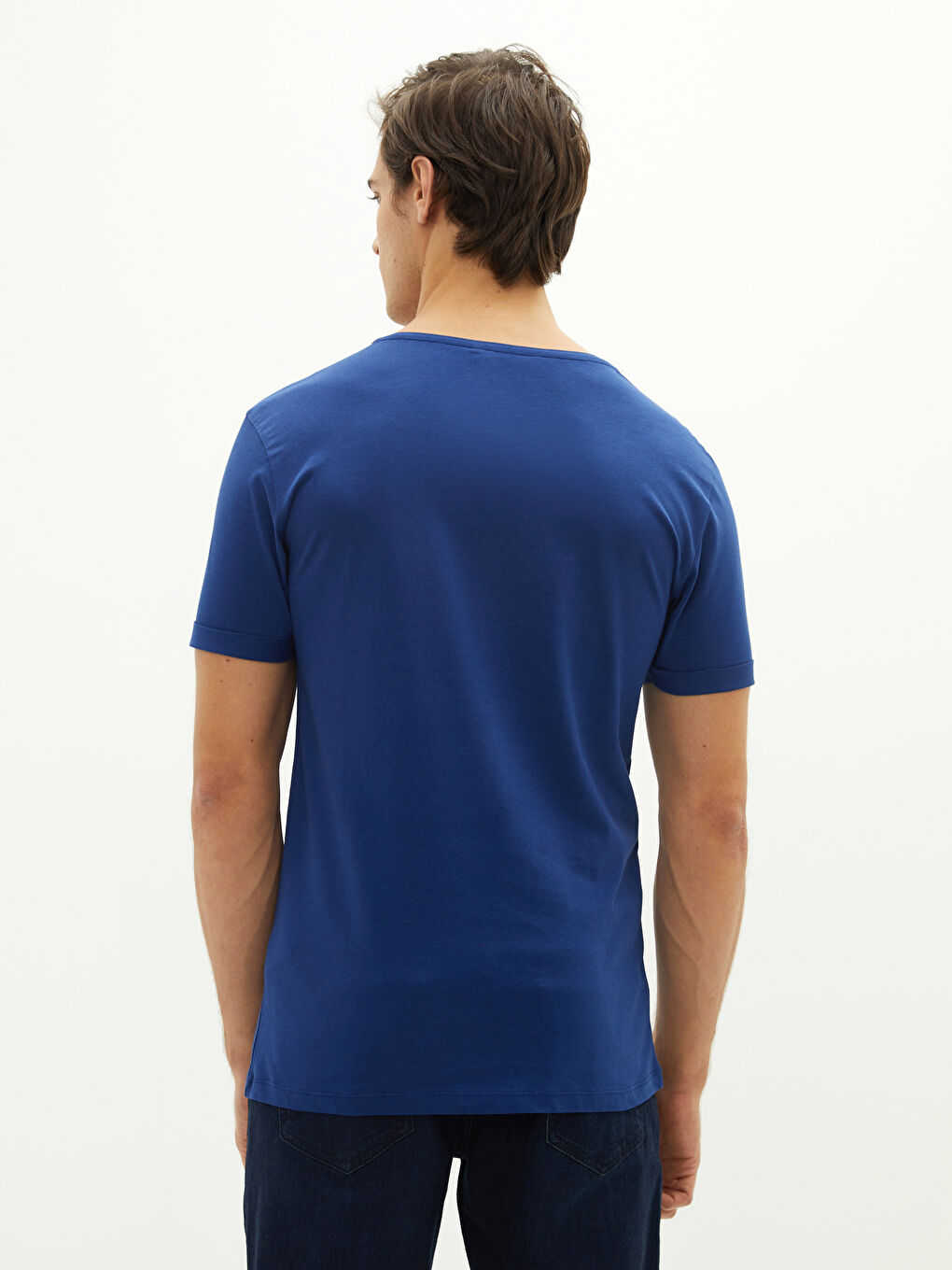 Crew Neck Short Sleeve Basic Combed Cotton Men's T-shirt-4