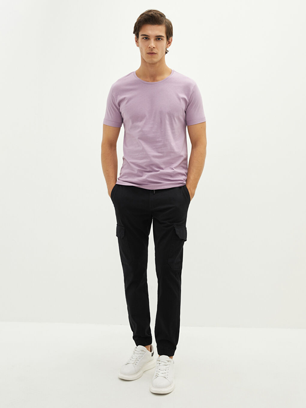 Crew Neck Short Sleeve Basic Combed Cotton Men's T-shirt-2