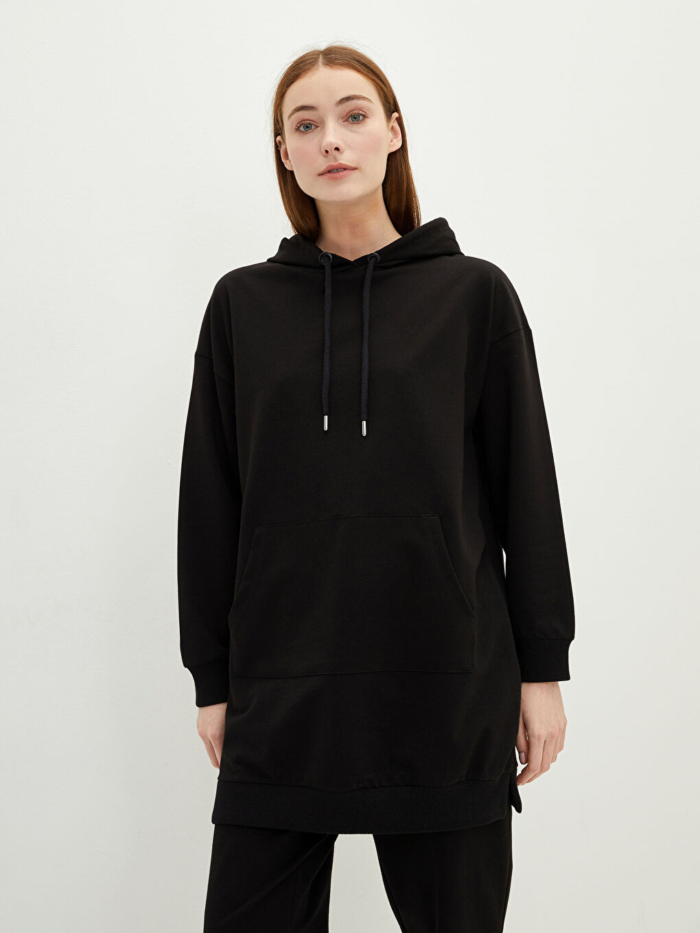 Dukserica tunika sa kapuljačom, standardnog kroja, dugi rukav, za žene