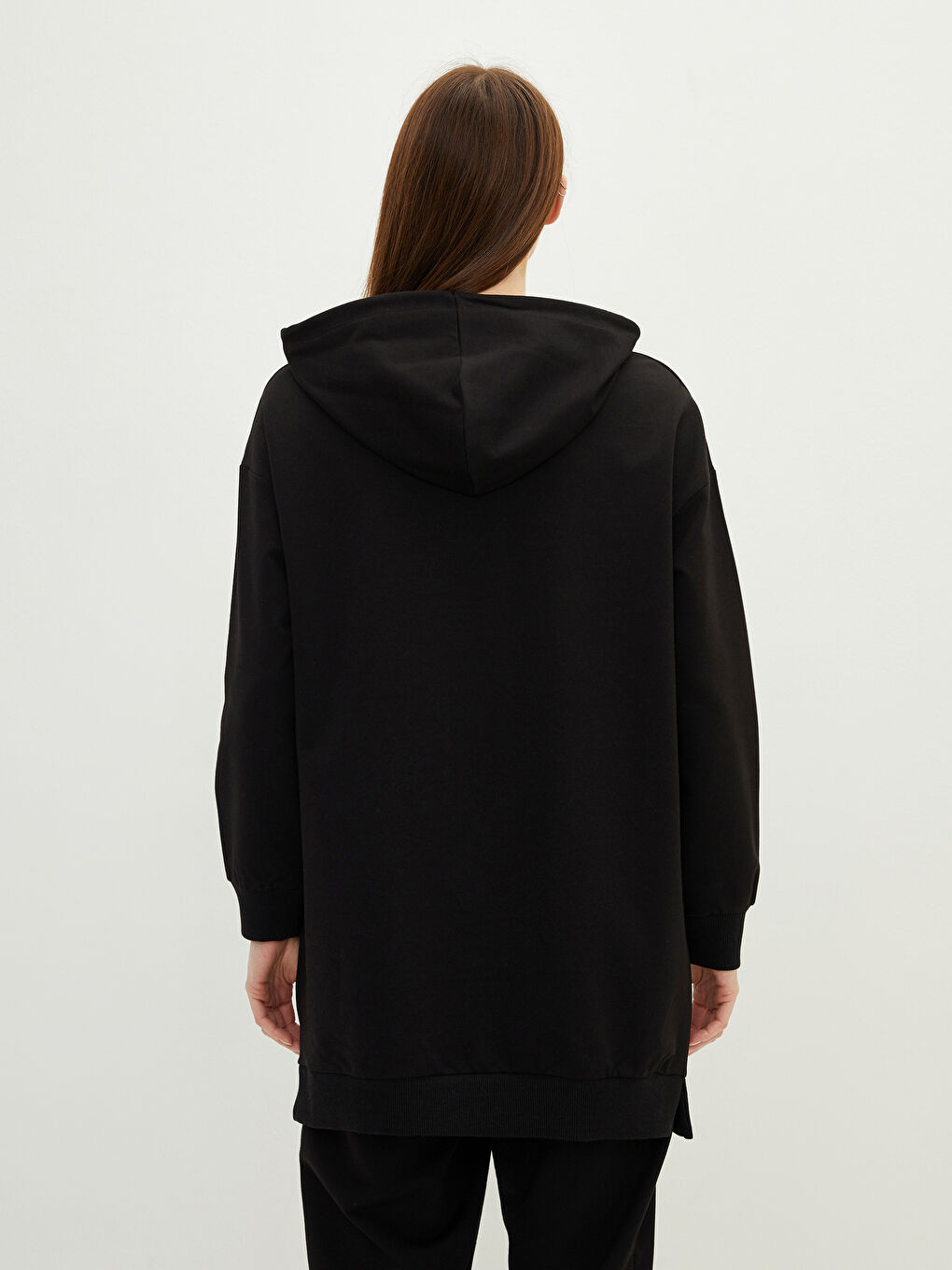 Dukserica tunika sa kapuljačom, standardnog kroja, dugi rukav, za žene-3