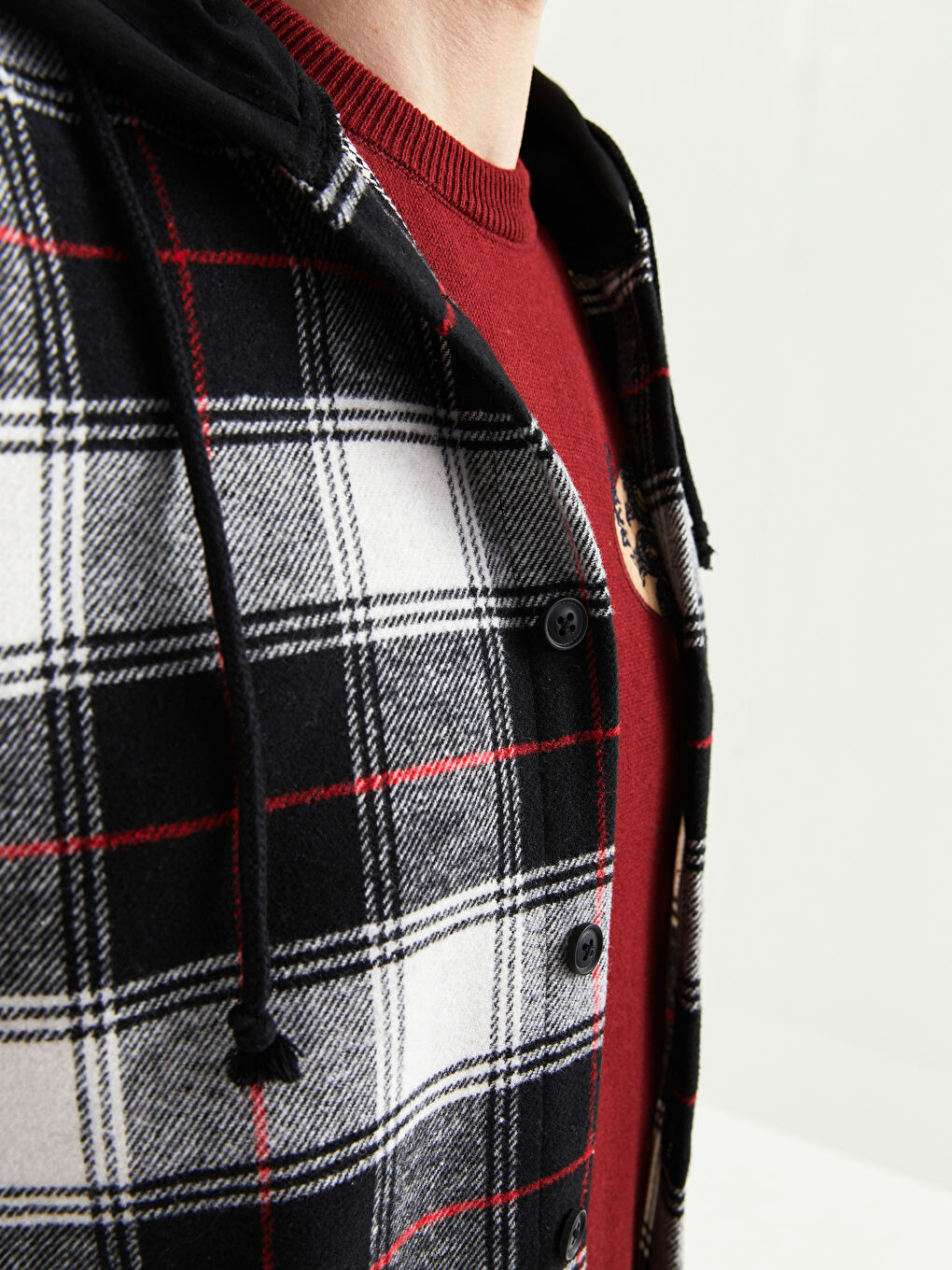 Siyah Regular Fit Uzun Kollu Ekose Erkek Oduncu Gömlek Ceket-2