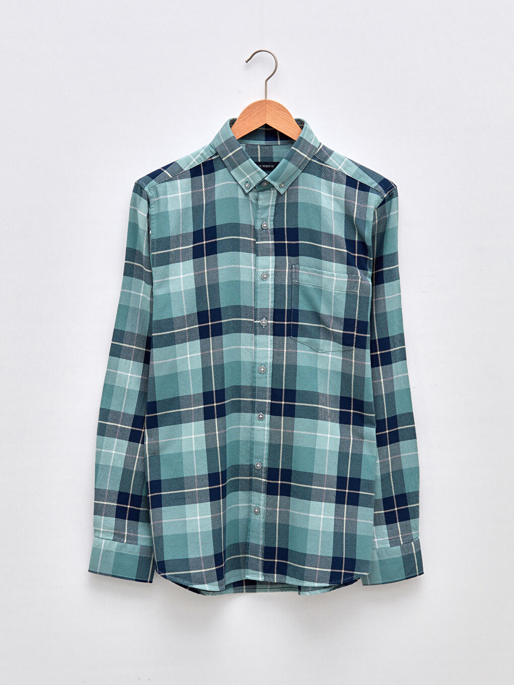 Yeşil Regular Fit Uzun Kollu Ekose Erkek Gömlek-5