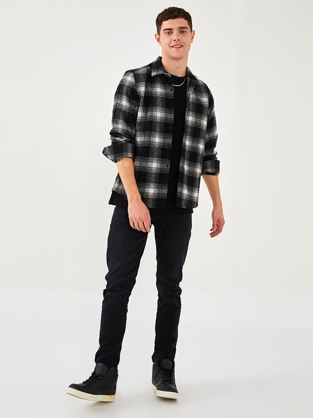 Veste Chemise en Flanelle Écossaise à Manches Longues Coupe Régulière pour Hommes-3