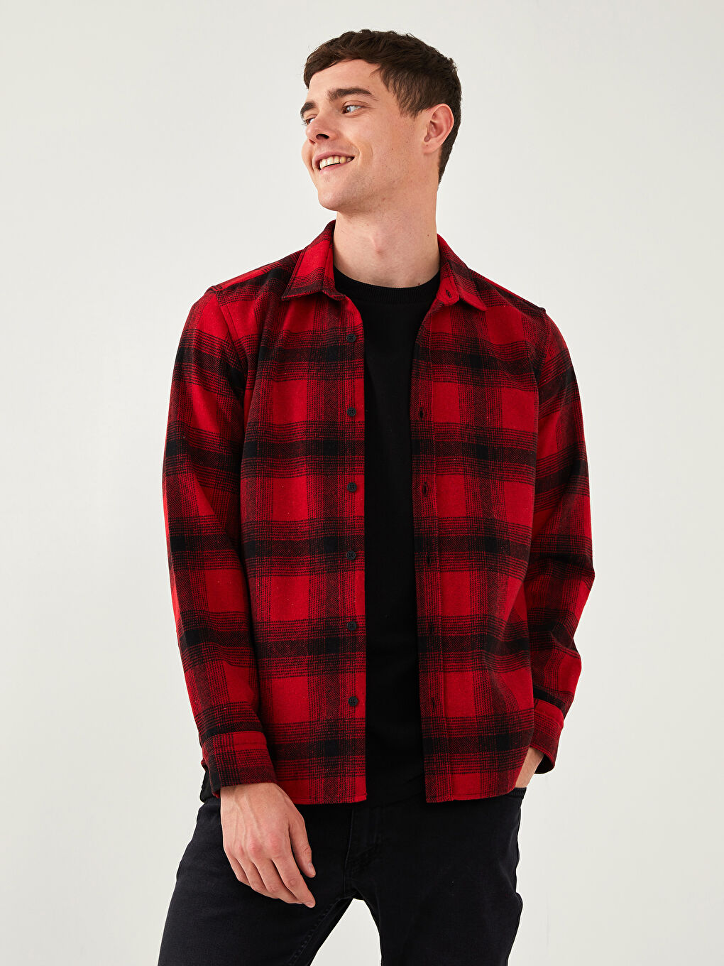 XSIDE Regulär Sitz Langarm Karo Herren Flanellhemd Jacke -W1IP31Z8-LPA