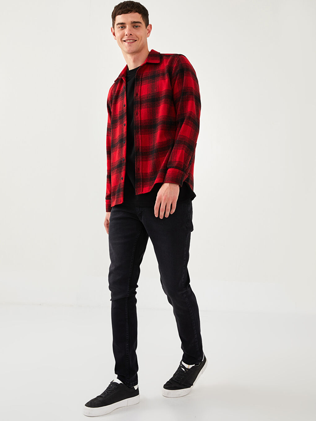 XSIDE Regulär Sitz Langarm Karo Herren Flanellhemd Jacke -W1IP31Z8-LPA