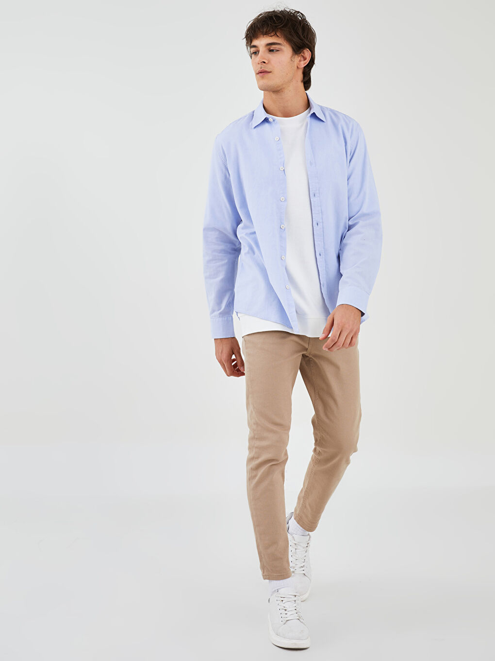 Regular Fit Long Sleeve Oxford Men's Shirt-2
