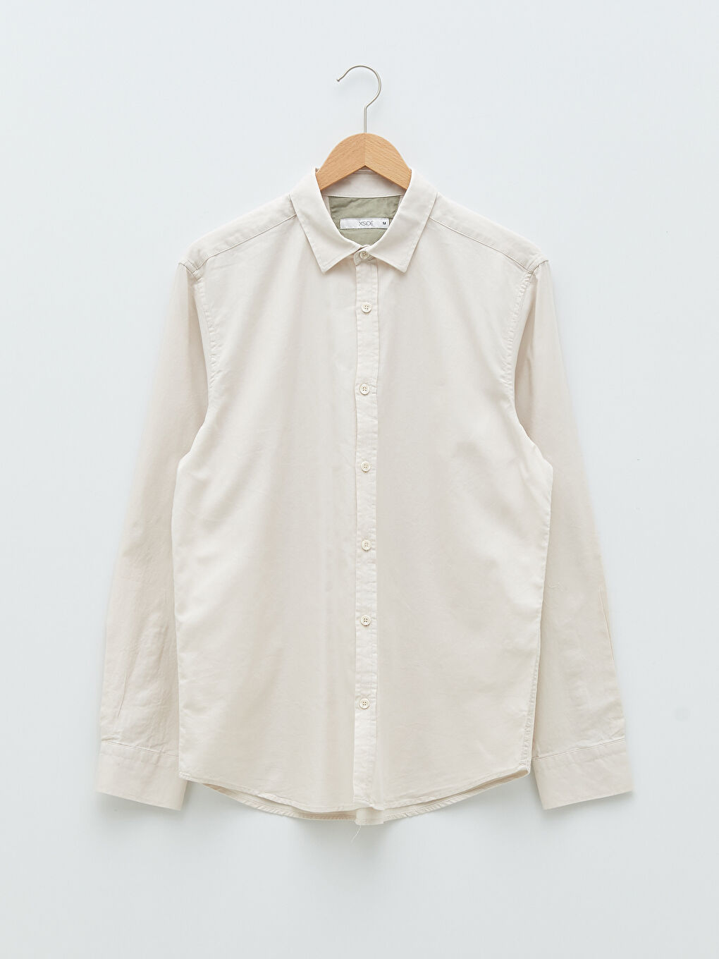 Bej Regular Fit Uzun Kollu Oxford Erkek Gömlek-4