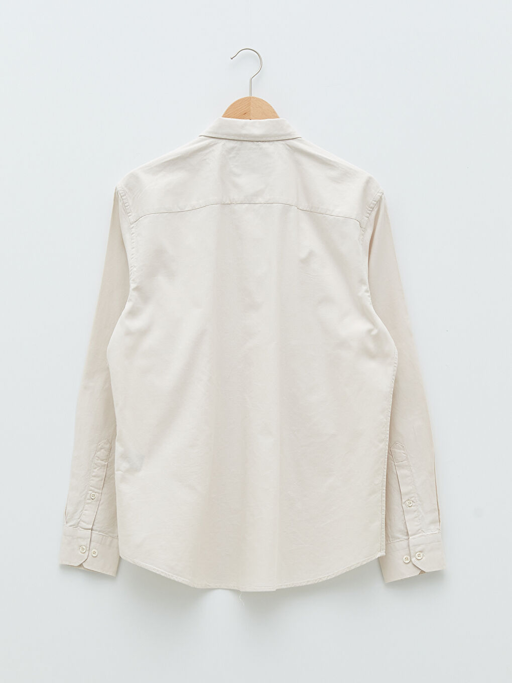 Bej Regular Fit Uzun Kollu Oxford Erkek Gömlek-5