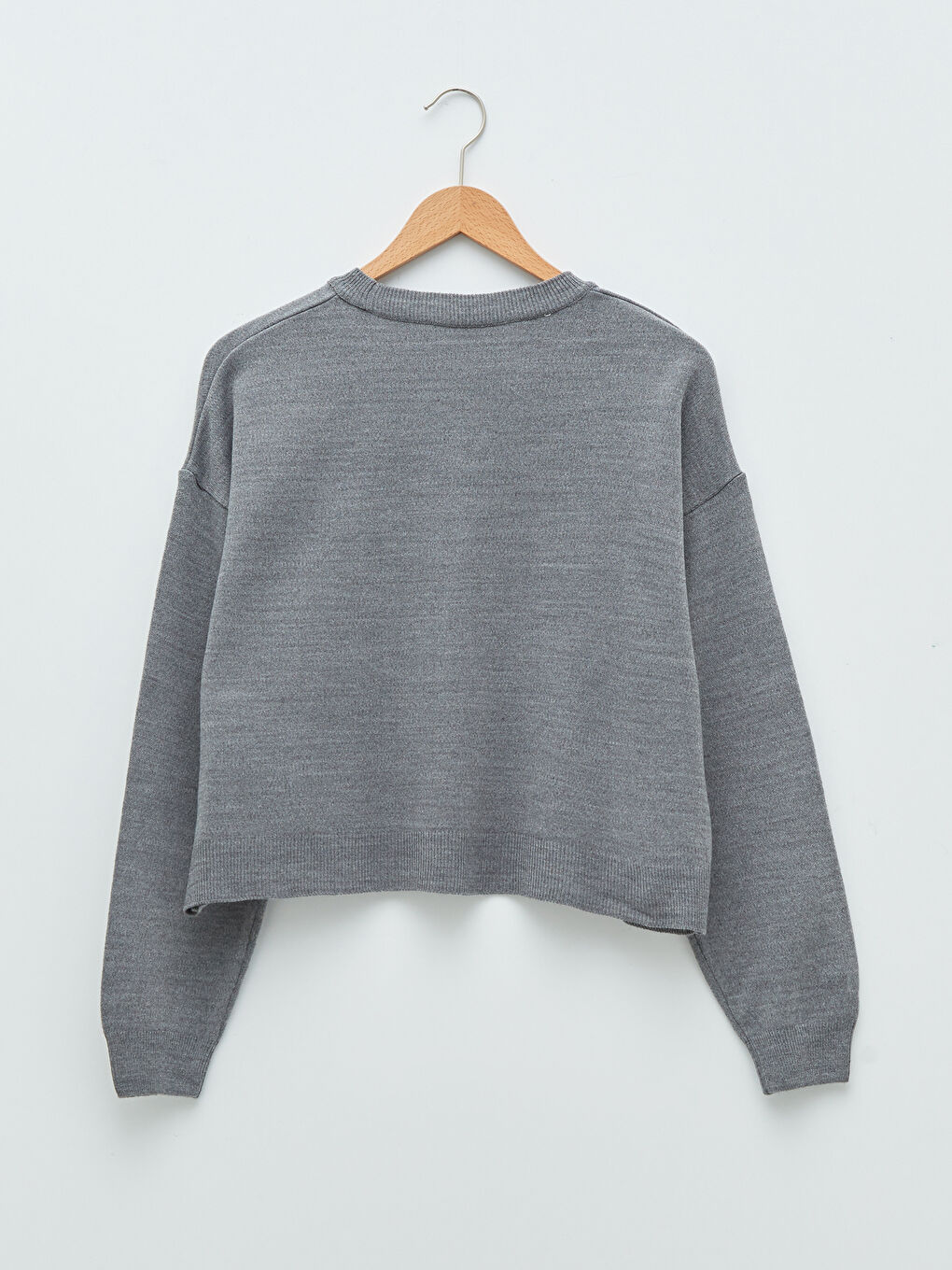 كنزة صوفية برقبة دائرية سادة بأكمام طويلة للسيدات-6