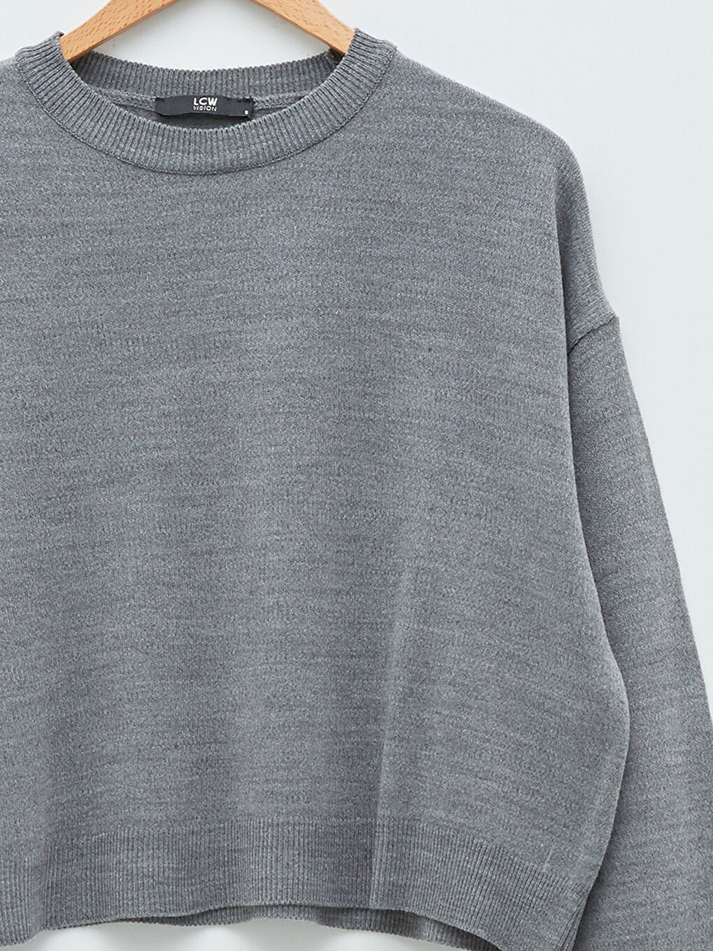 كنزة صوفية برقبة دائرية سادة بأكمام طويلة للسيدات-7