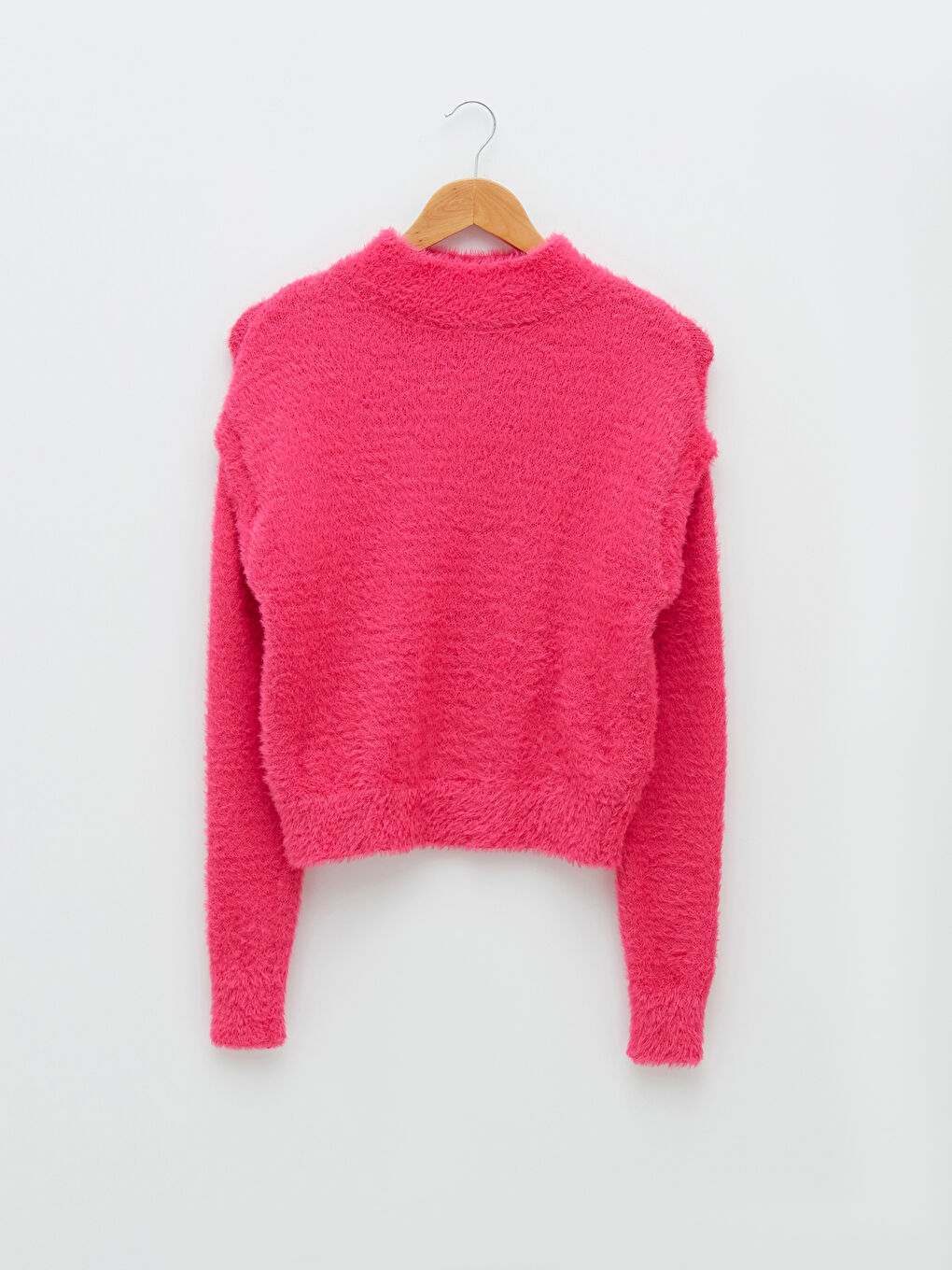 Свитер женский с длинным рукавом и прямым кроем, с воротником-стойкой, трикотажный-5