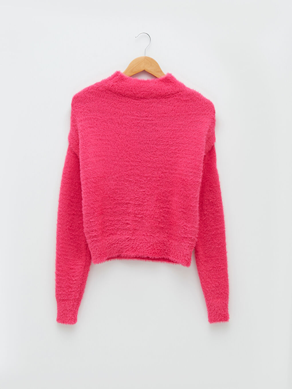 Свитер женский с длинным рукавом и прямым кроем, с воротником-стойкой, трикотажный-6