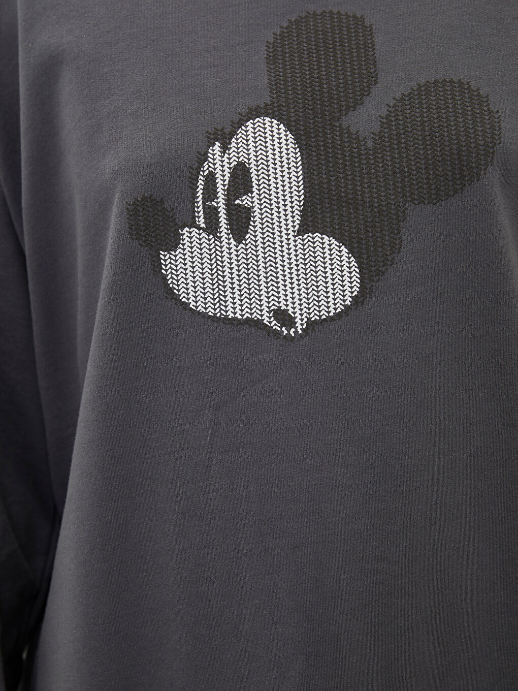 LCW Modest Antrasit Bisiklet Yaka Mickey Mouse Baskılı Kadın Sweatshirt Tunik - 2