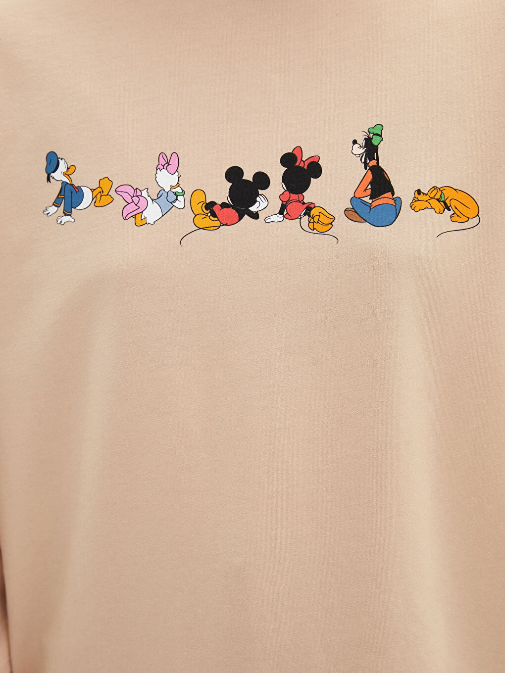 LCW Modest Bej Bisiklet Yaka Mickey Mouse Baskılı Kadın Sweatshirt Tunik - 3