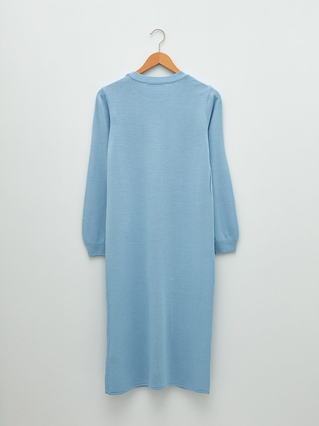 Платье для беременных из трикотажа с круглым вырезом и длинным рукавом-6