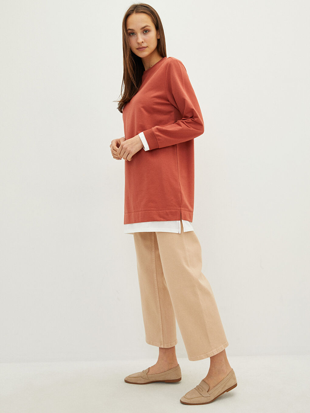 Standard Fit Wide Leg Gabardine Women's Trousers