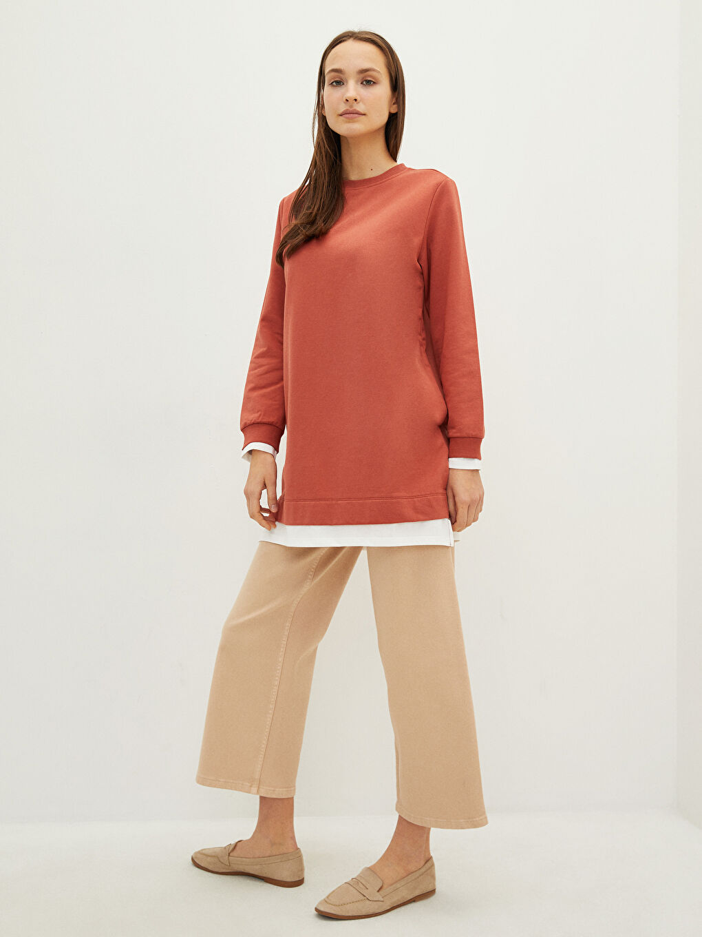 Standard Fit Wide Leg Gabardine Women's Trousers-1