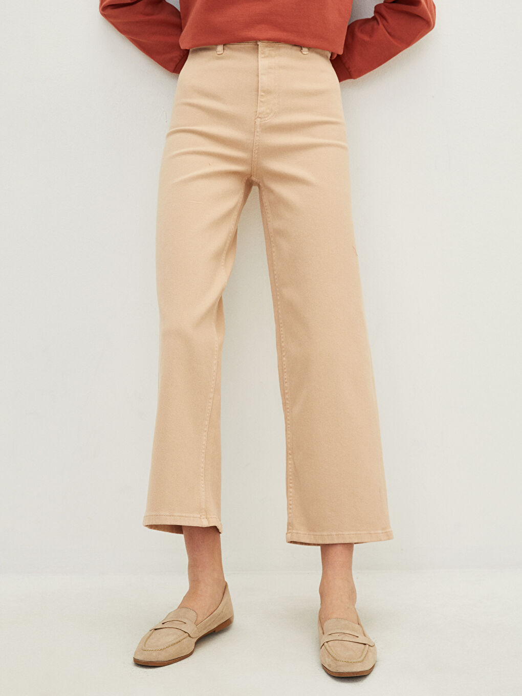 Standard Fit Wide Leg Gabardine Women's Trousers-2