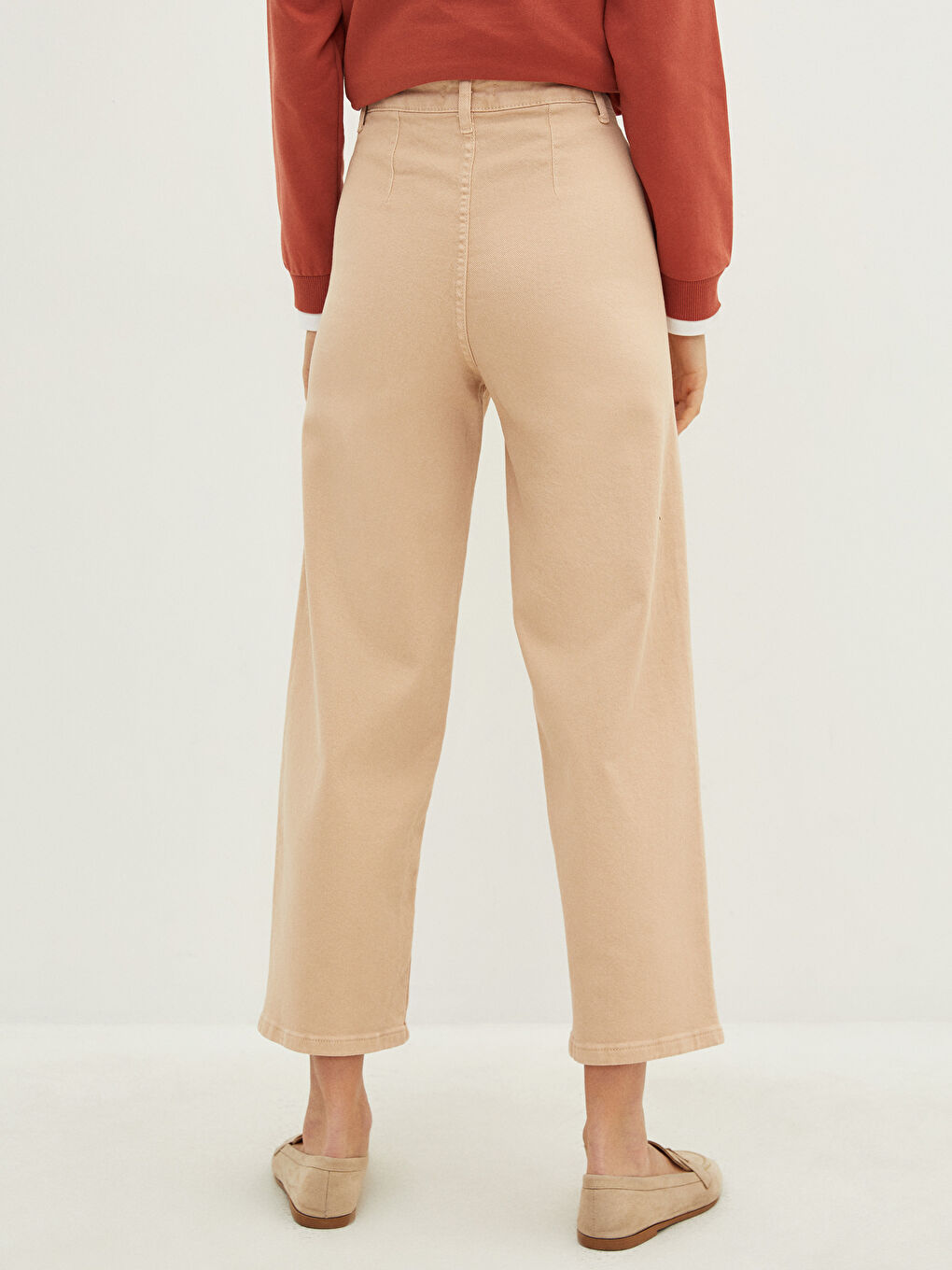 Standard Fit Wide Leg Gabardine Women's Trousers-3