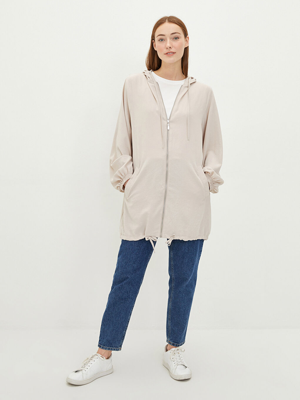 LCWAIKIKI Classic Damen Kapuzen Gerade Langarm Strickjacke -W1IQ06Z8-G6E