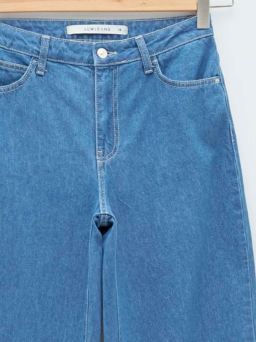 İndigo Kadın Standart Fit Cep Detaylı Düz Jean Pantolon-7