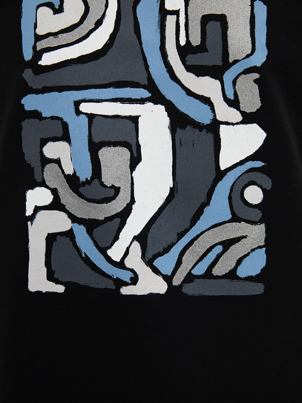 Siyah Bisiklet Yaka Baskılı Uzun Kollu Kadın Sweatshirt Tunik-2