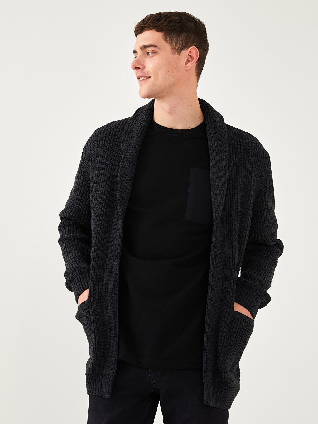 Standard Fit Schalkragen Herren Strickjacke-1