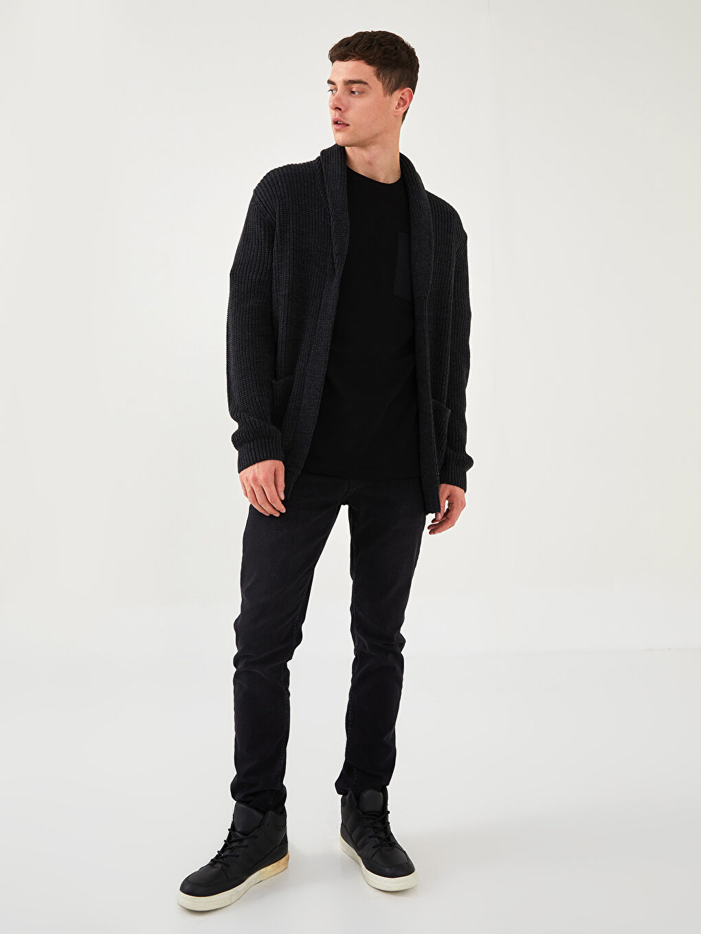 Standard Fit Schalkragen Herren Strickjacke-3