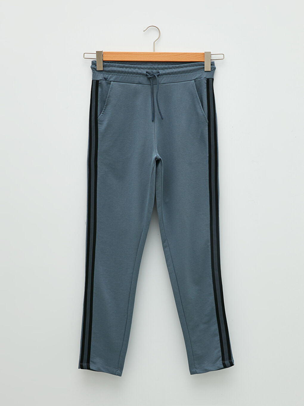 İndigo Beli Lastikli Düz Şerit Detaylı Kadın Eşofman Altı-4