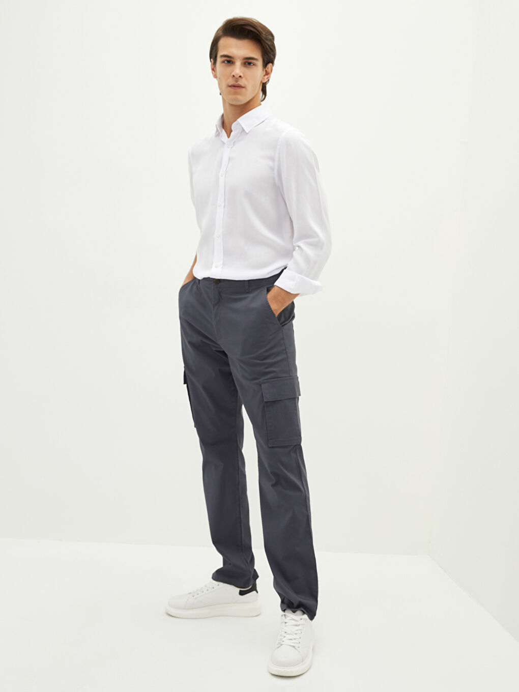 Loose Fit Gabardine Men's Trousers-1
