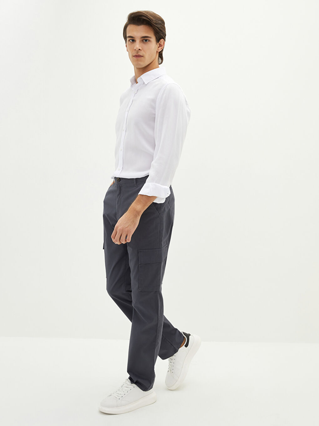 Loose Fit Gabardine Men's Trousers-3