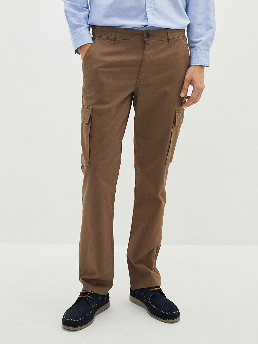 Kahverengi Geniş Kalıp Gabardin Erkek Pantolon-5