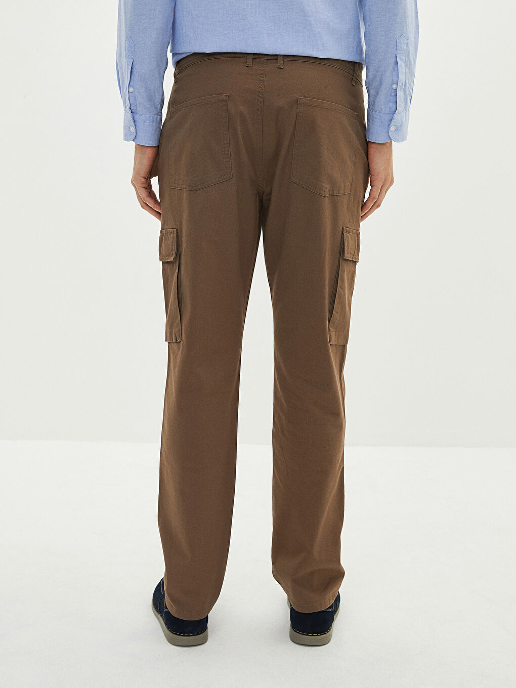 Kahverengi Geniş Kalıp Gabardin Erkek Pantolon-7