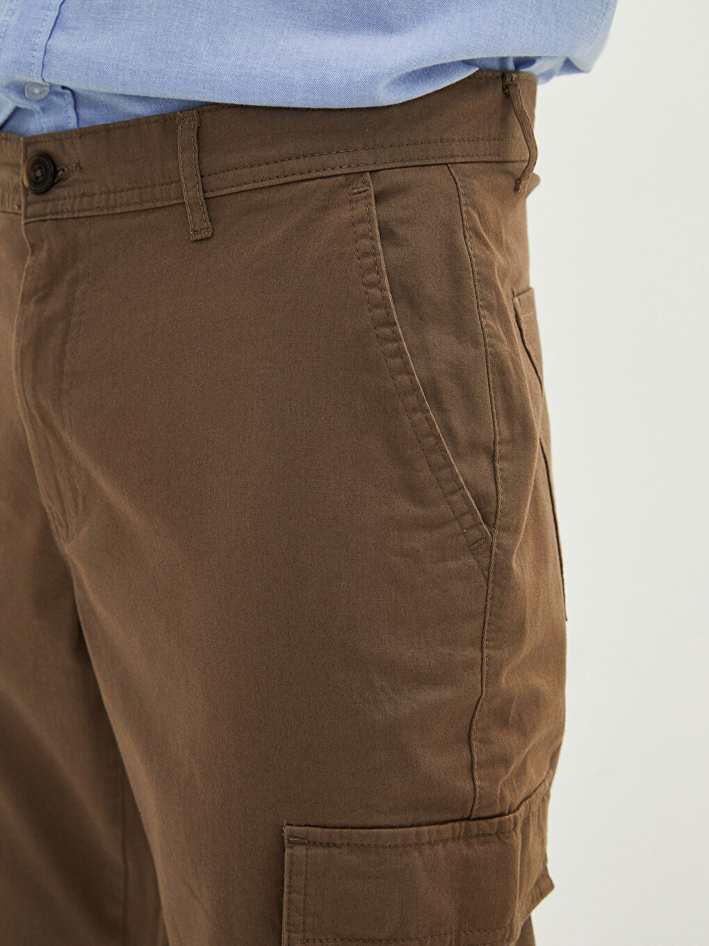 Kahverengi Geniş Kalıp Gabardin Erkek Pantolon-9