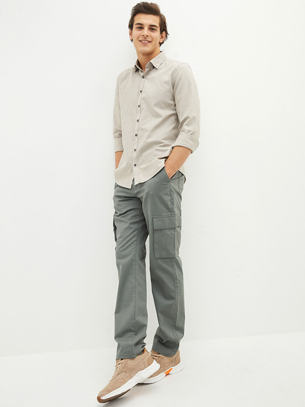 Loose Fit Gabardine Men's Trousers-1
