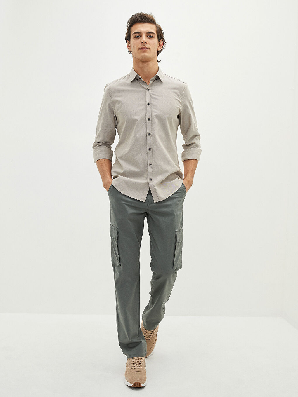 Loose Fit Gabardine Men's Trousers-3