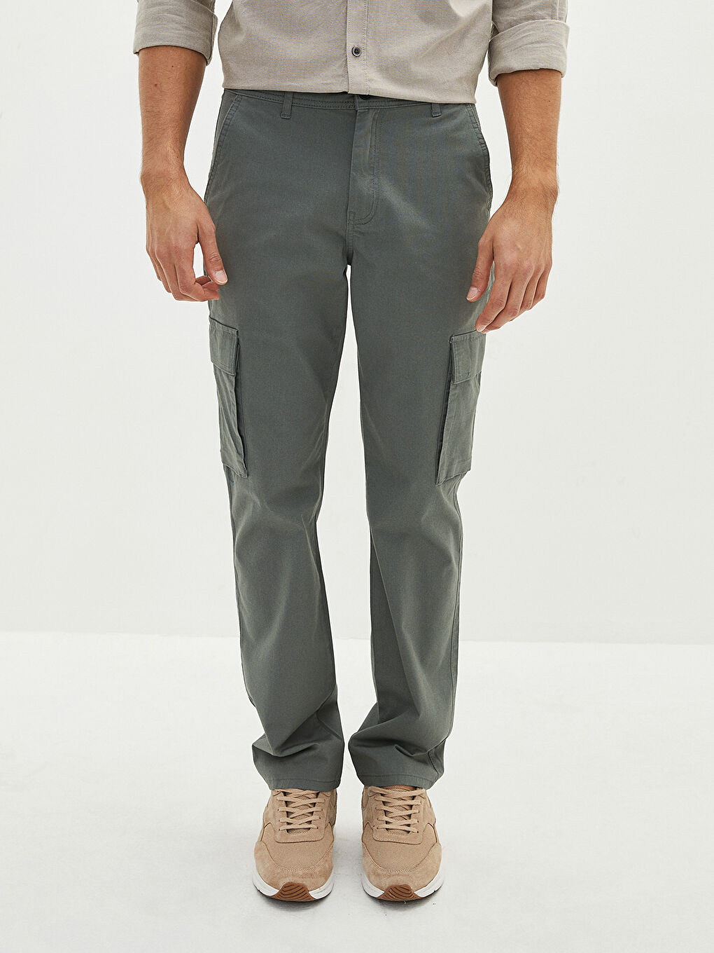 Loose Fit Gabardine Men's Trousers-5