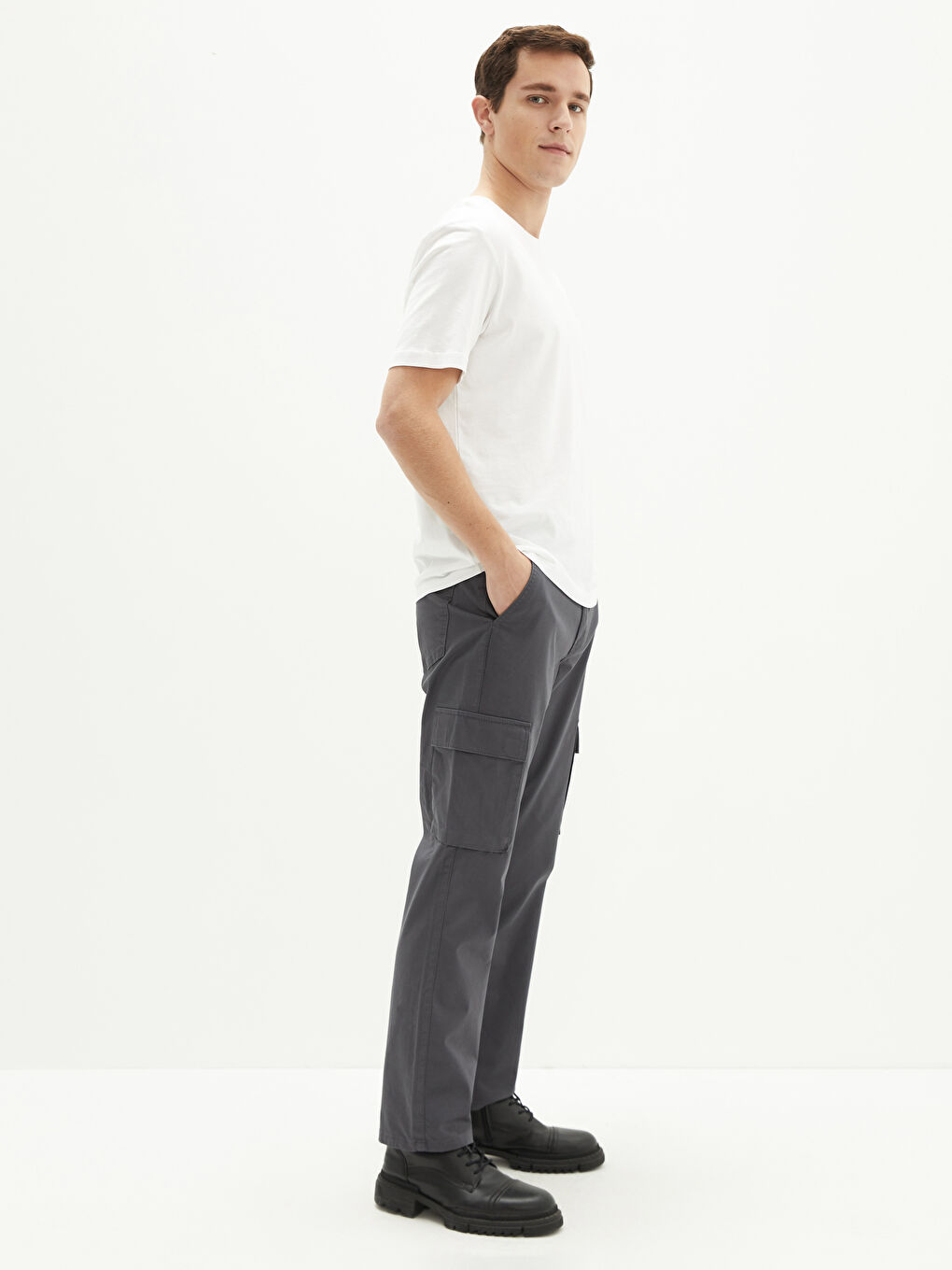 Loose Fit Gabardine Men's Trousers-2