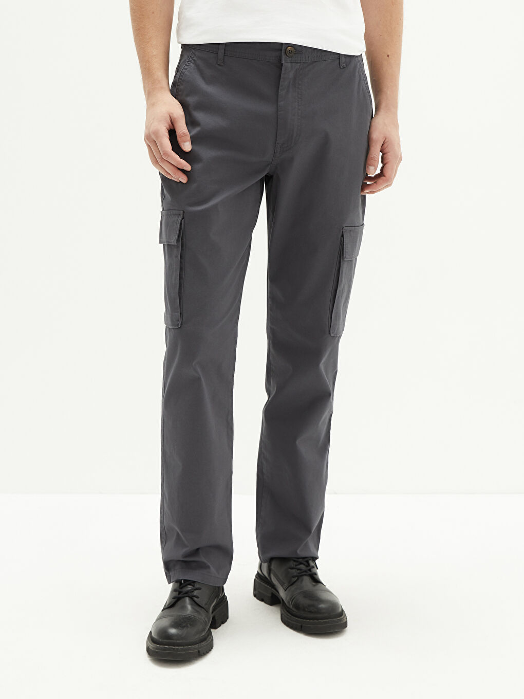 Loose Fit Gabardine Men's Trousers-6