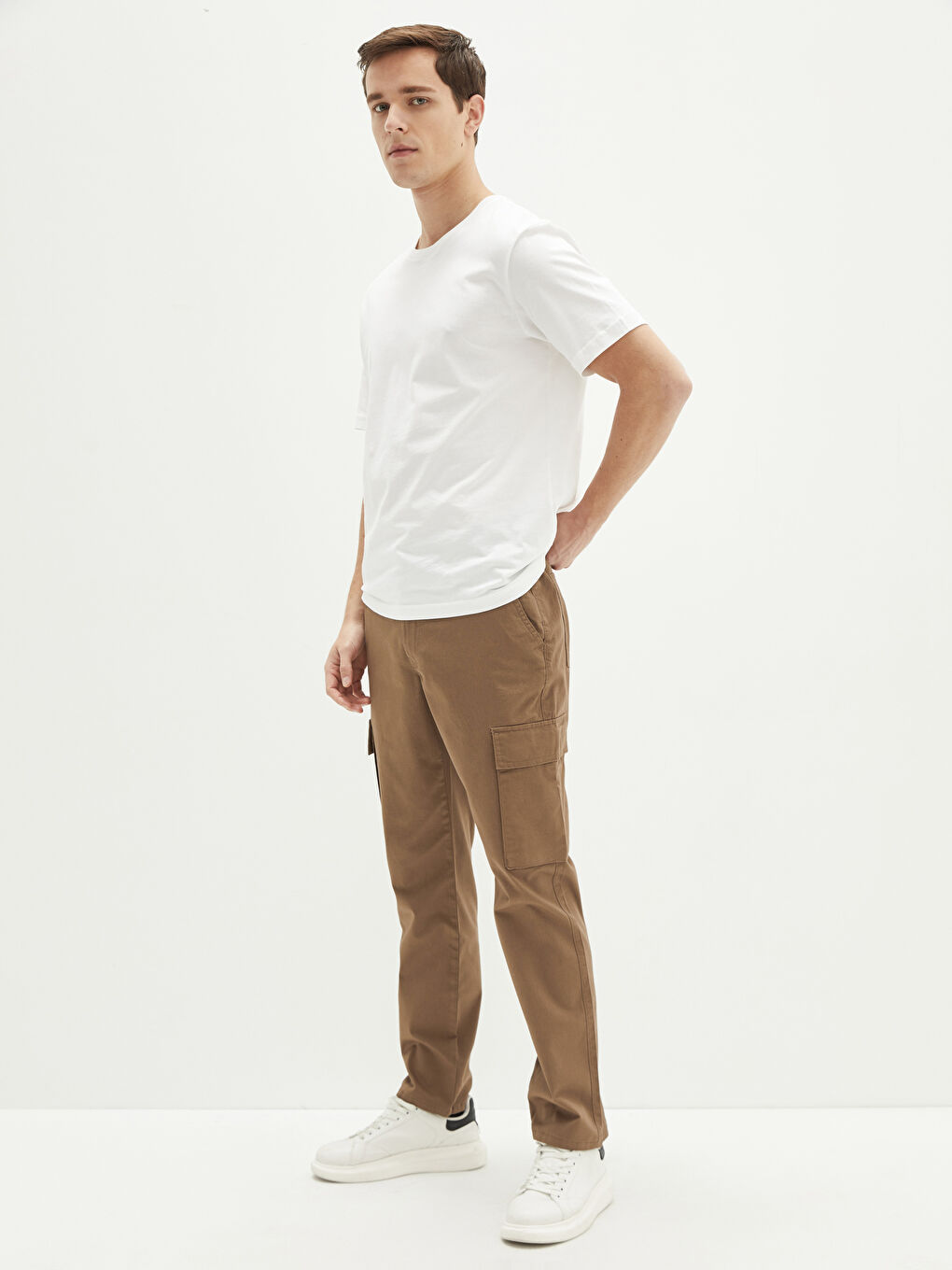 Kahverengi Geniş Kalıp Gabardin Erkek Pantolon