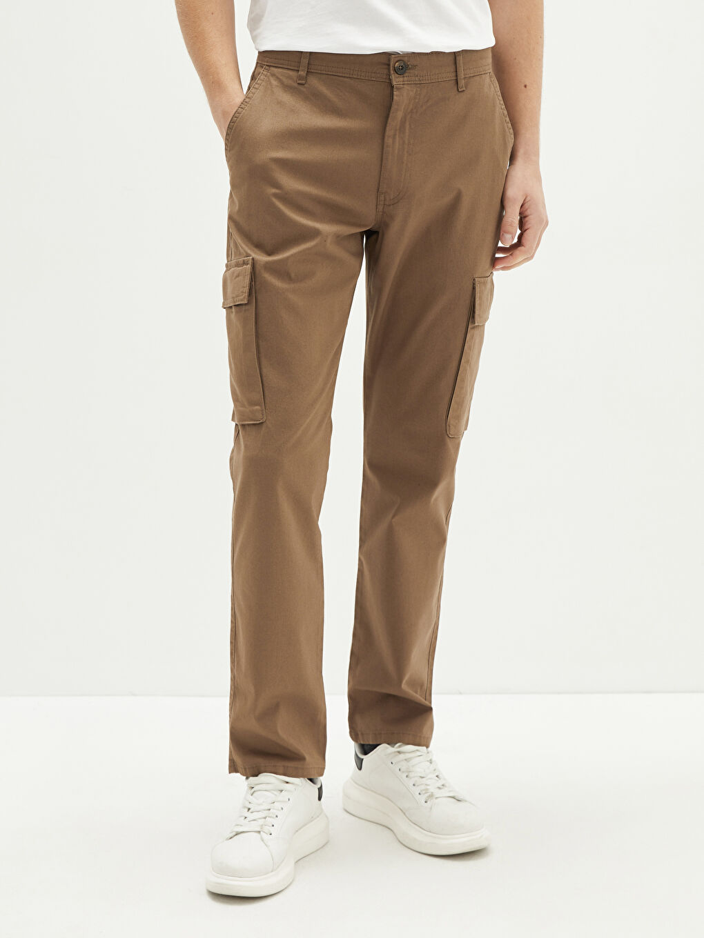 Kahverengi Geniş Kalıp Gabardin Erkek Pantolon-6