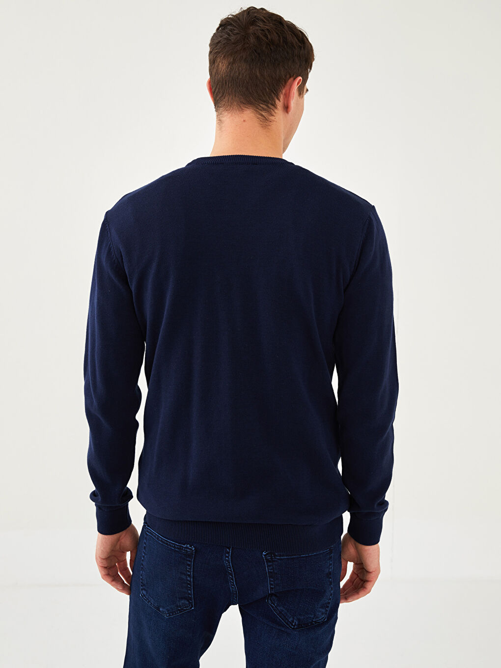 Pulover Tricotat cu Mâneci Lungi Imprimate pentru Bărbați cu Guler Rotund-4