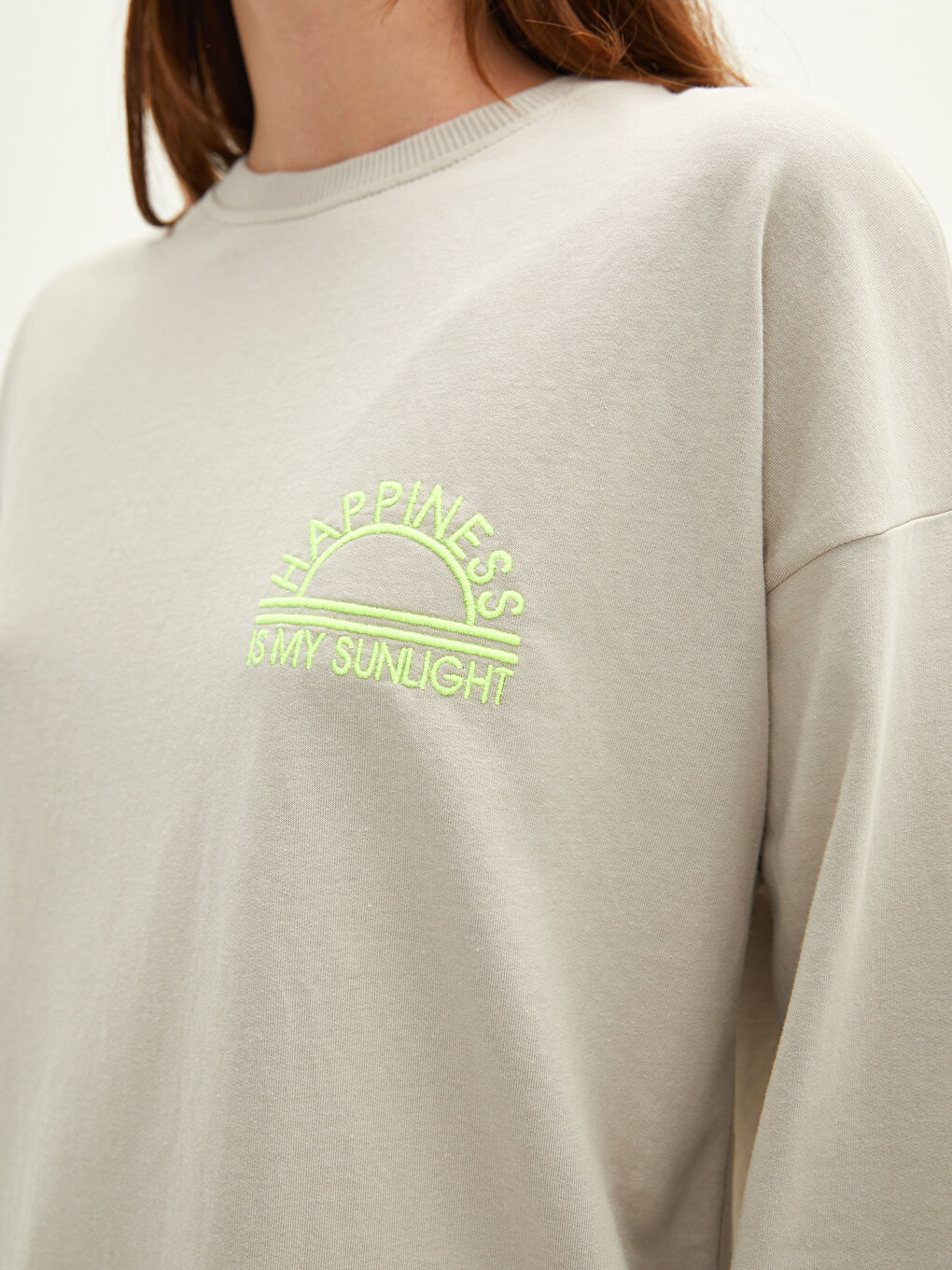 Crew Neck Embroidered Long Sleeve Women's Sweatshirt Tunic-3