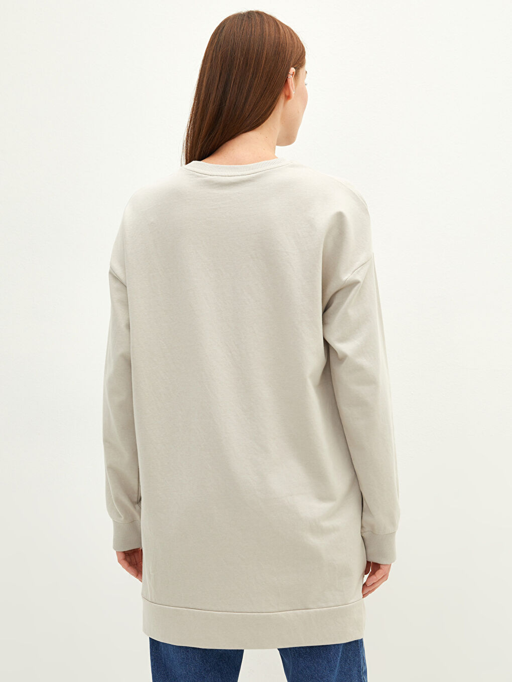 Crew Neck Embroidered Long Sleeve Women's Sweatshirt Tunic-4