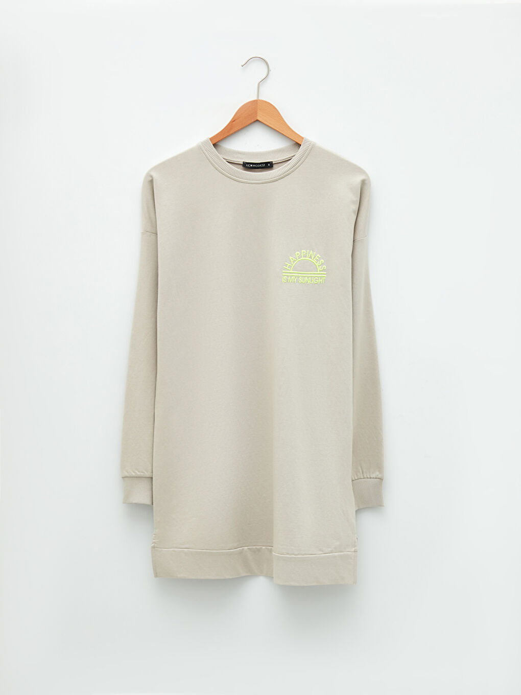 Crew Neck Embroidered Long Sleeve Women's Sweatshirt Tunic-5