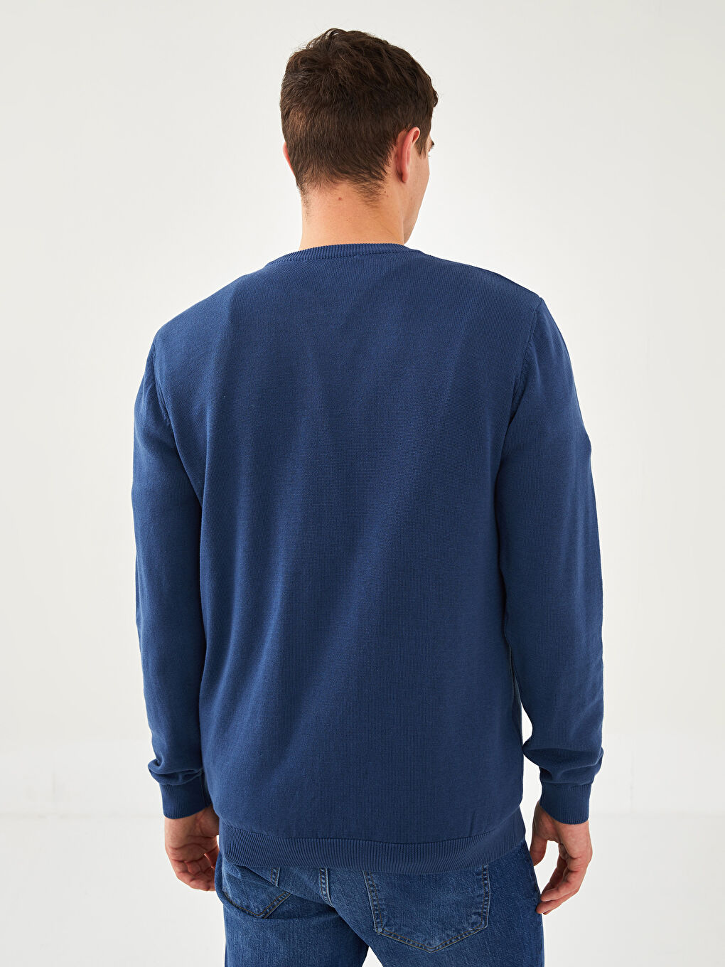 İndigo Bisiklet Yaka Erkek Triko Kazak-4