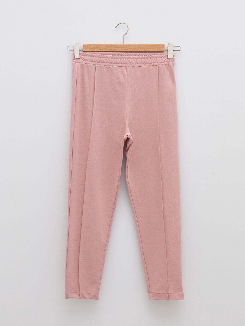 Pembe Kadın Beli Lastikli Düz Eşofman Altı-4