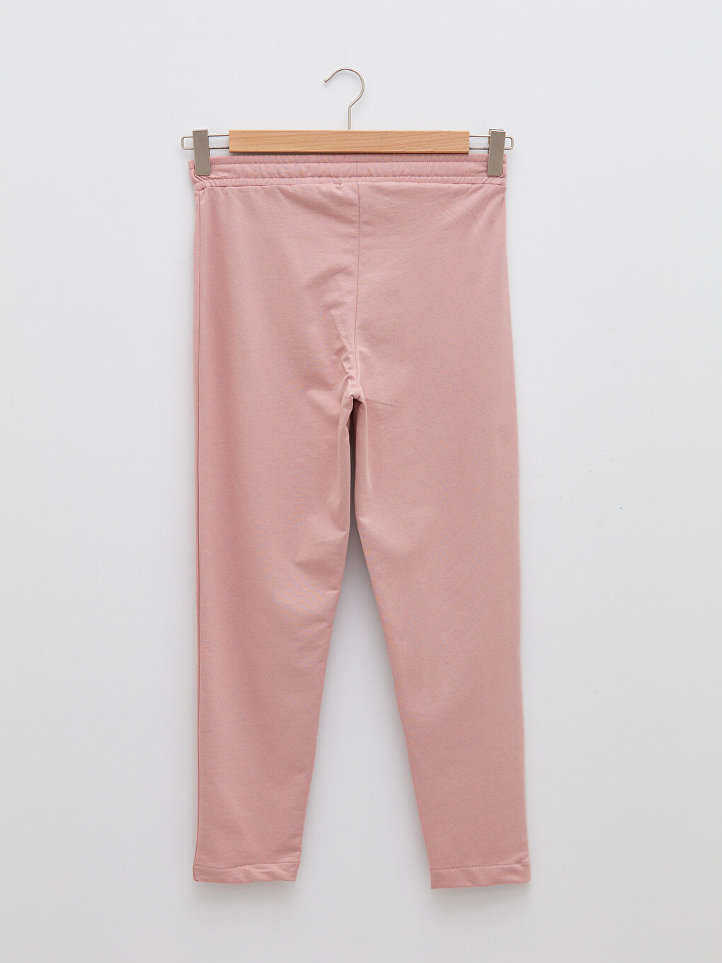 Pembe Kadın Beli Lastikli Düz Eşofman Altı-5